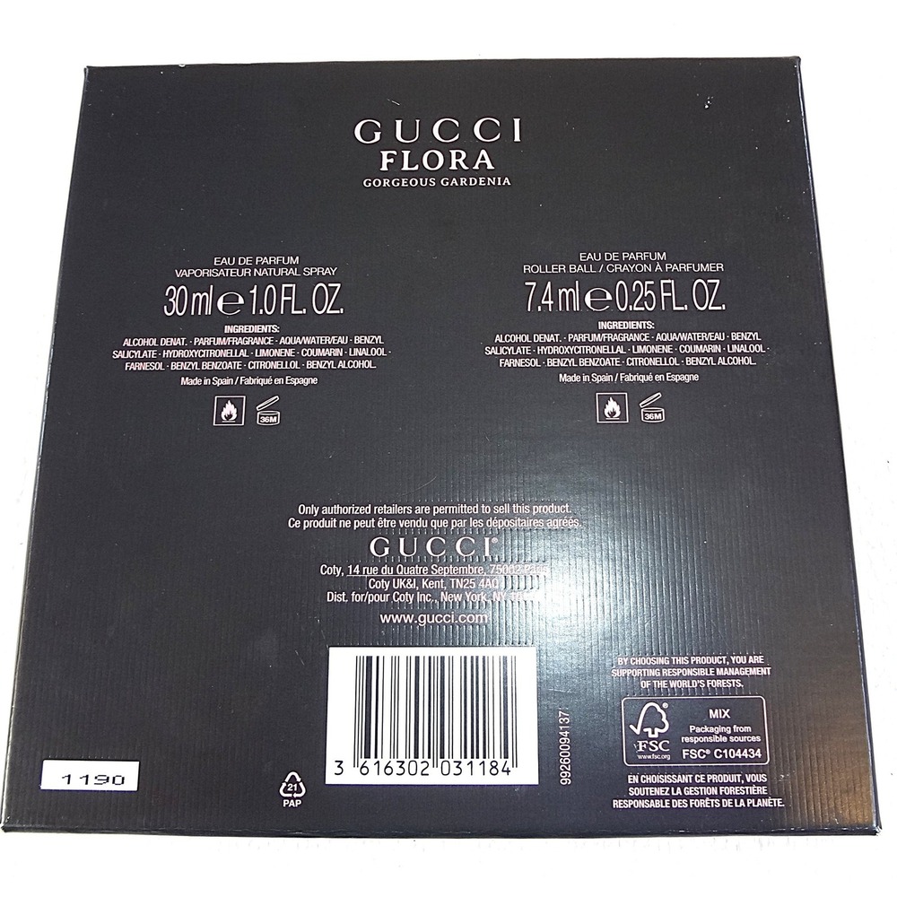 NWOT Gucci Flora Gorgeous Gardenia Eau de Parfum Rollerball-Spray Set For Women - Picture 4 of 4